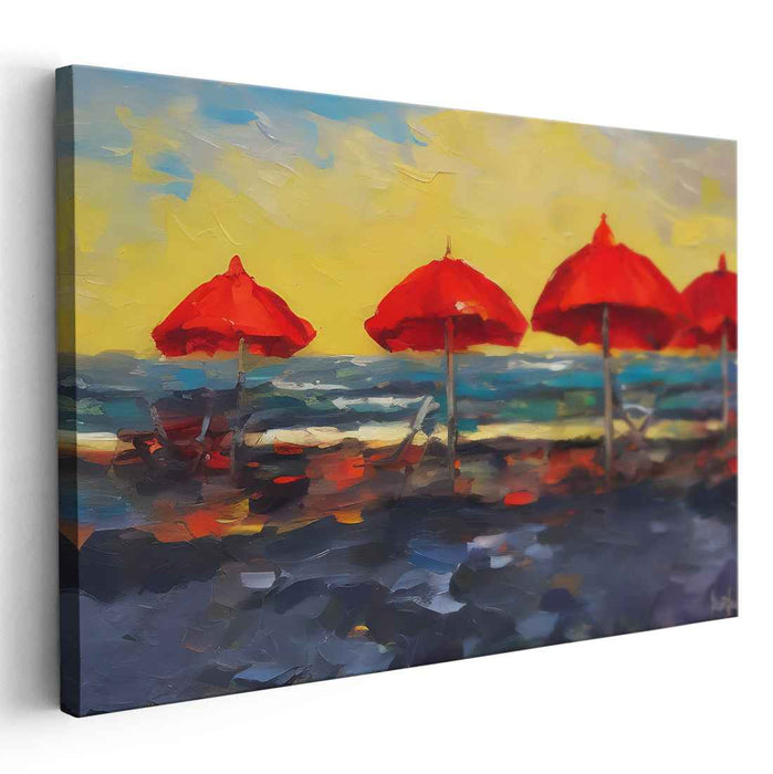 Crimson Canopies: A Vibrant Seascape Canvas Art Print