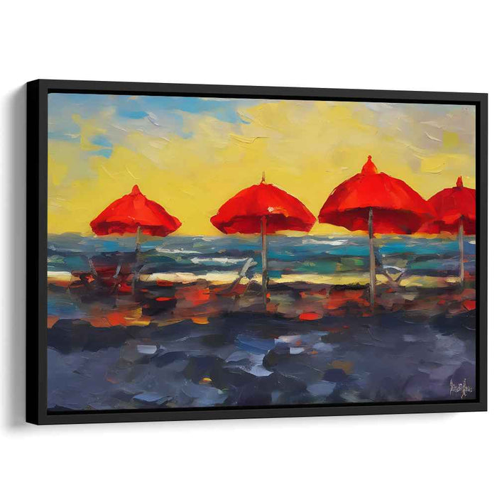 Crimson Canopies: A Vibrant Seascape Canvas Art Print