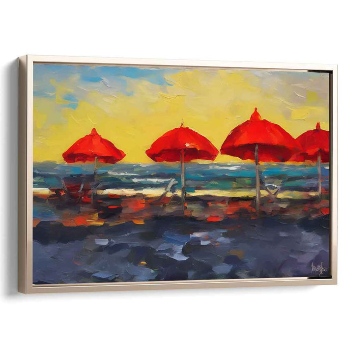 Crimson Canopies: A Vibrant Seascape Canvas Art Print