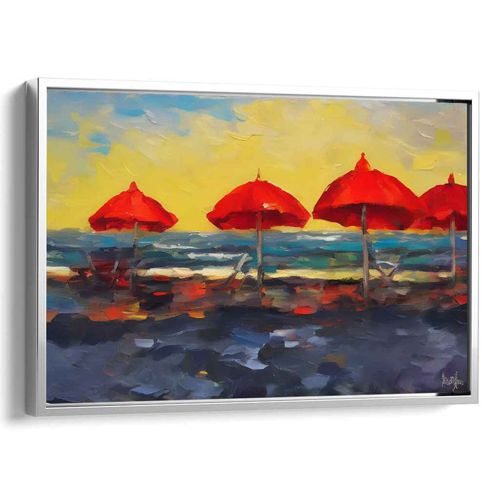 Crimson Canopies: A Vibrant Seascape Canvas Art Print