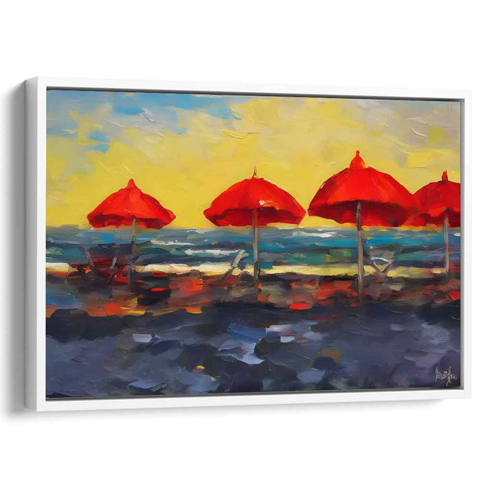 Crimson Canopies: A Vibrant Seascape Canvas Art Print