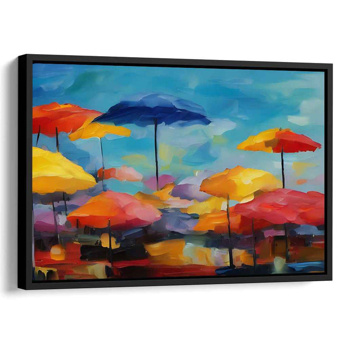 Colorful Canopies: Vibrant Market Day Impressionist Canvas Art Print