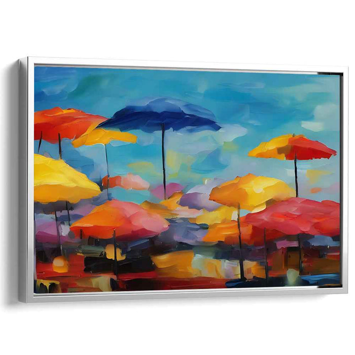 Colorful Canopies: Vibrant Market Day Impressionist Canvas Art Print