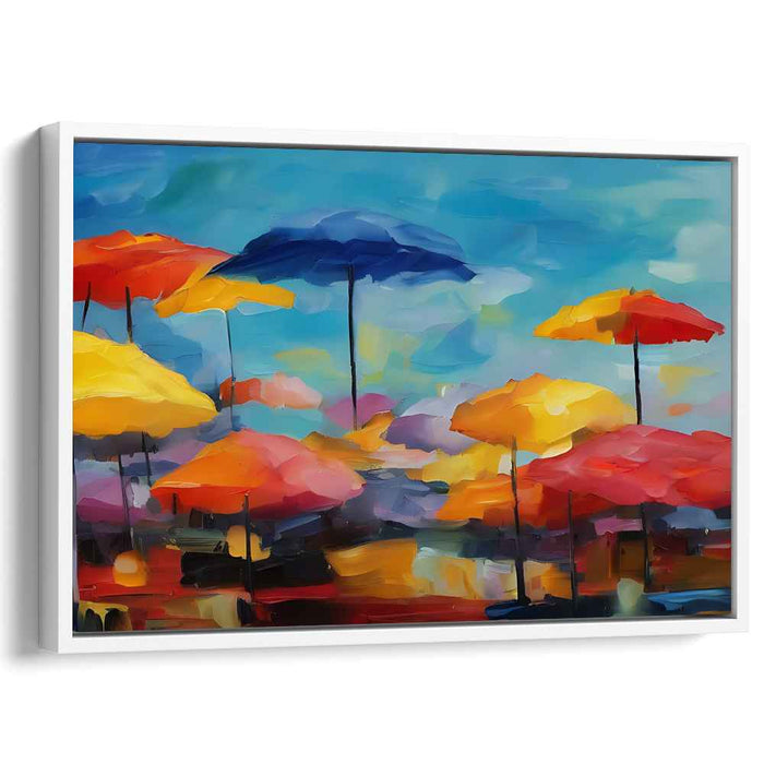 Colorful Canopies: Vibrant Market Day Impressionist Canvas Art Print