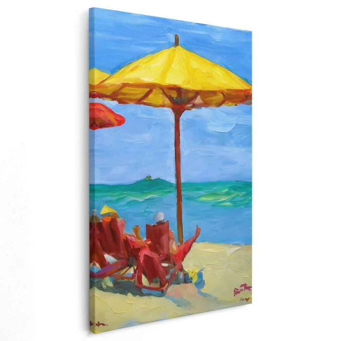 Sundrenched Shores: Vibrant Beach Day Canvas Art Print