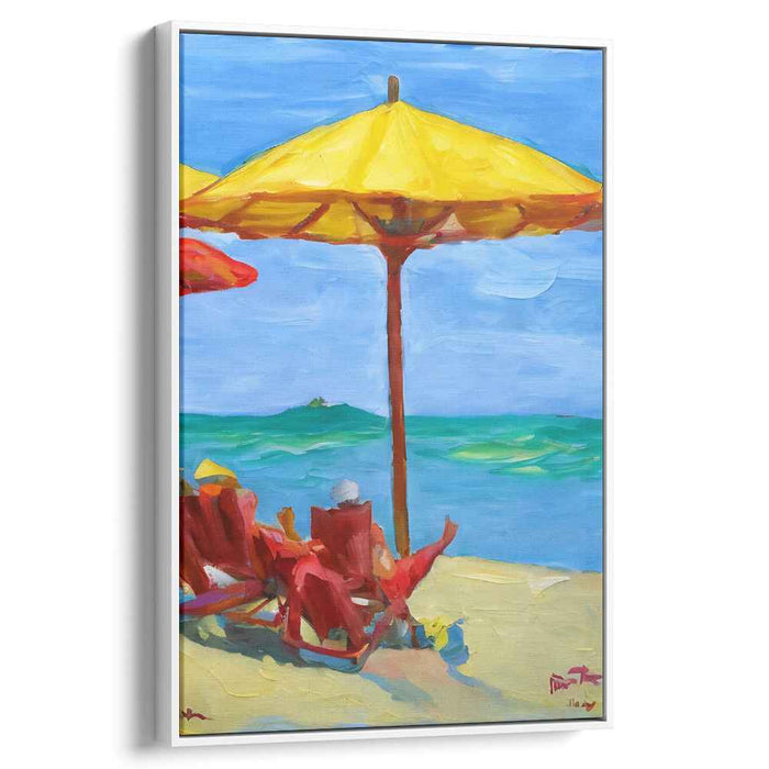 Sundrenched Shores: Vibrant Beach Day Canvas Art Print