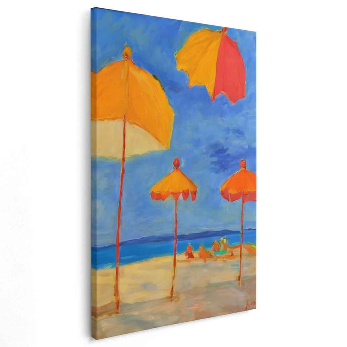 Sundrenched Parasols: Vibrant Beach Umbrellas Canvas Art Print