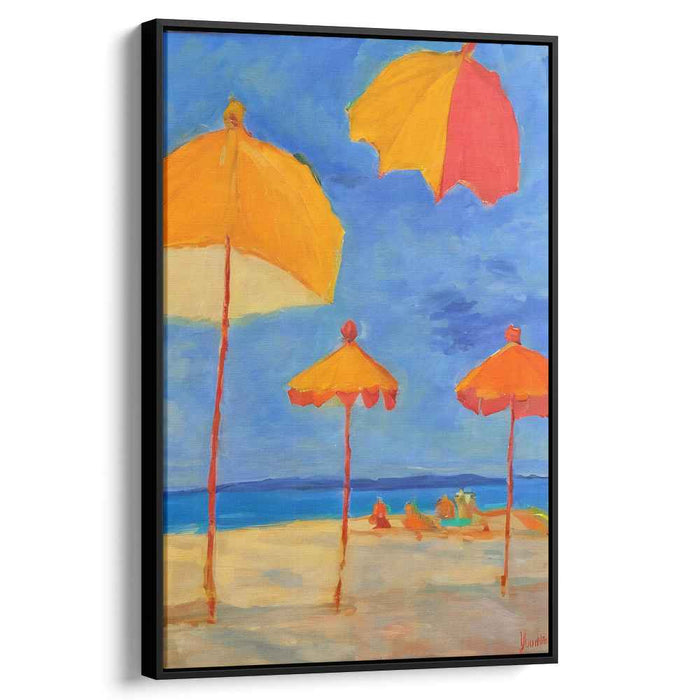 Sundrenched Parasols: Vibrant Beach Umbrellas Canvas Art Print