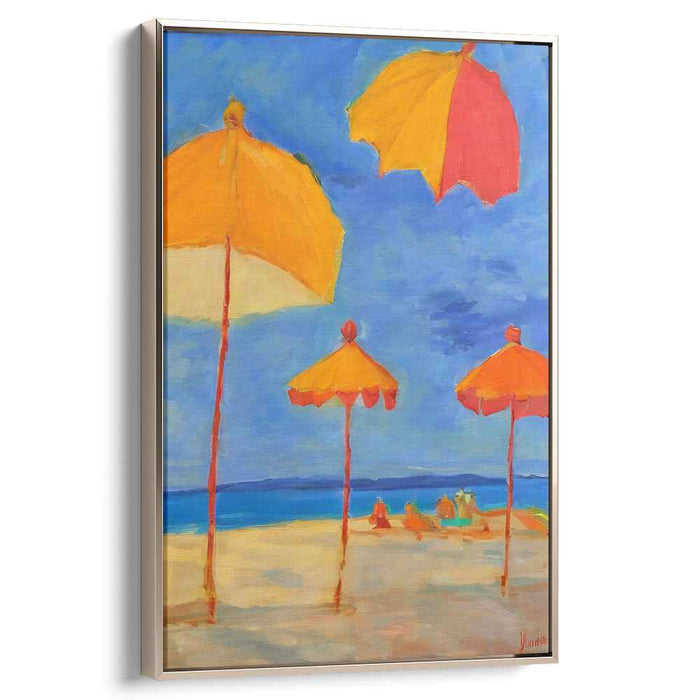 Sundrenched Parasols: Vibrant Beach Umbrellas Canvas Art Print