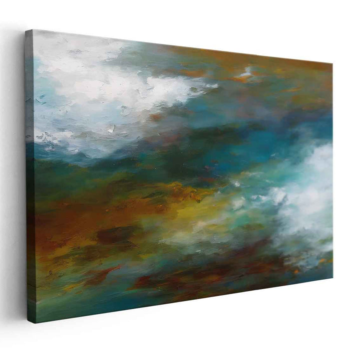 Chromatic Symphony Mirage: Abstract Impressionist Teal and Sienna Canvas Art Print