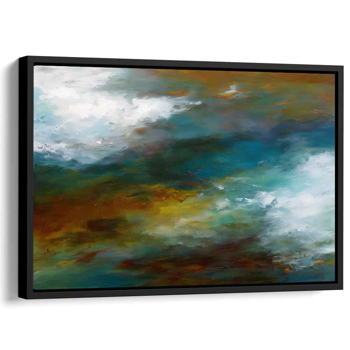 Chromatic Symphony Mirage: Abstract Impressionist Teal and Sienna Canvas Art Print