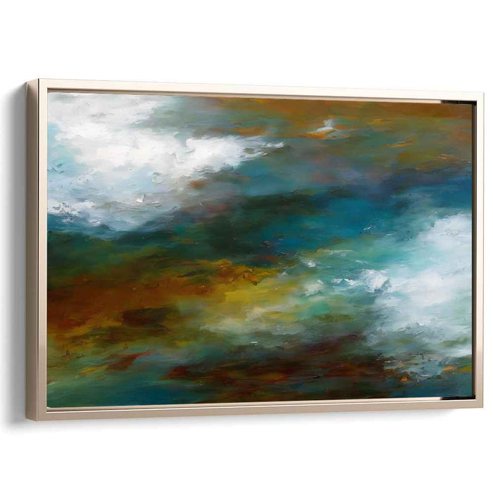 Chromatic Symphony Mirage: Abstract Impressionist Teal and Sienna Canvas Art Print