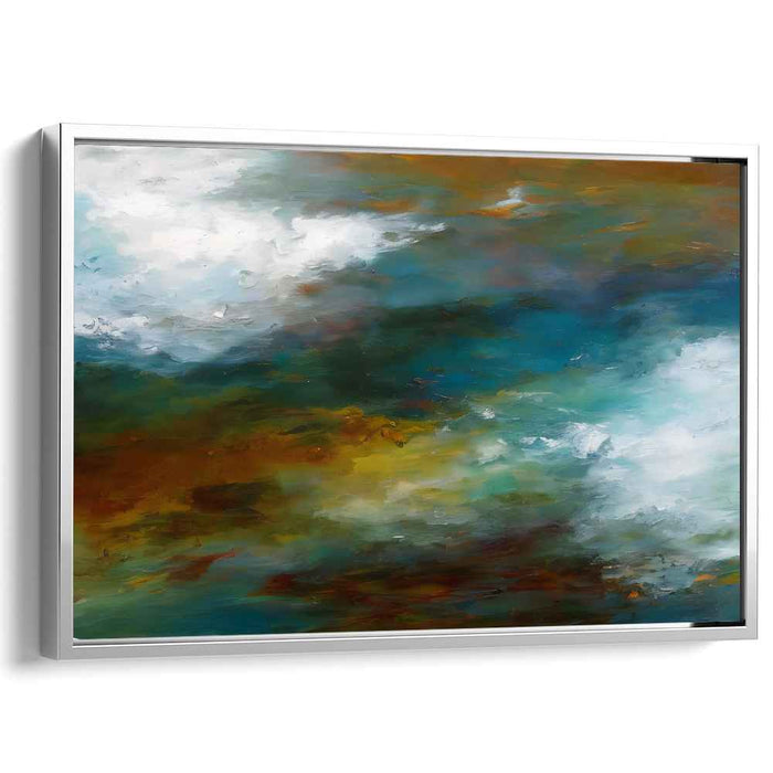 Chromatic Symphony Mirage: Abstract Impressionist Teal and Sienna Canvas Art Print