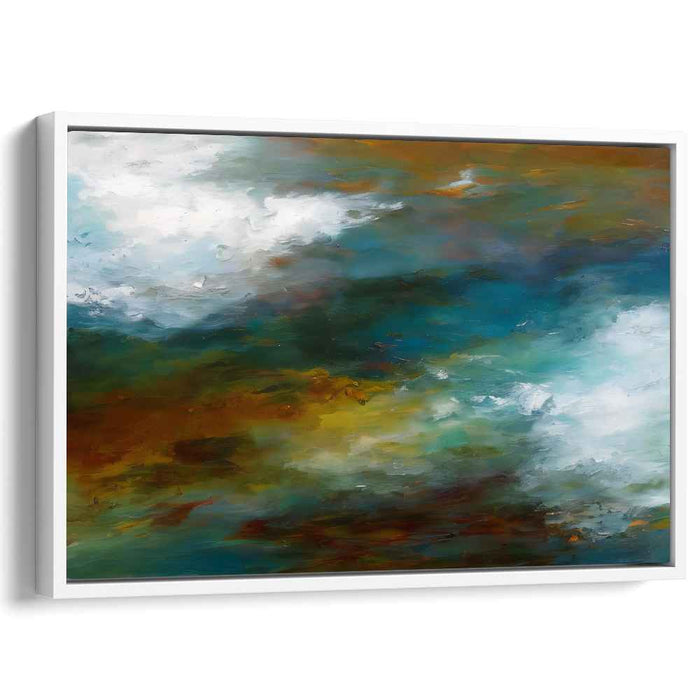 Chromatic Symphony Mirage: Abstract Impressionist Teal and Sienna Canvas Art Print