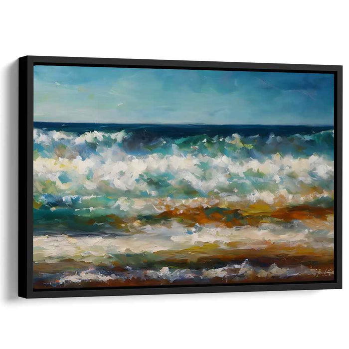Oceanic Brushwork Essence: Impressionistic Seascape Canvas Art Print