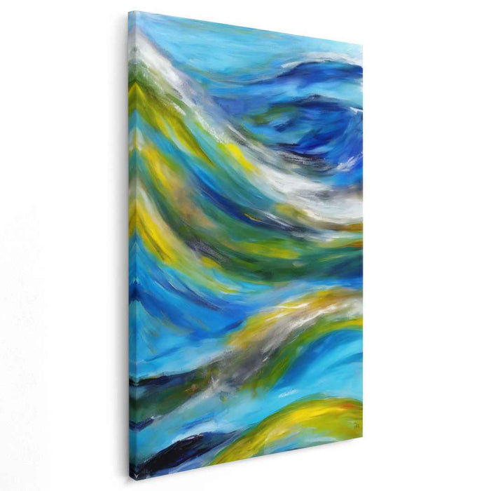 Aqua Mirage: Abstract Expressionist Blue and Green Canvas Art Print