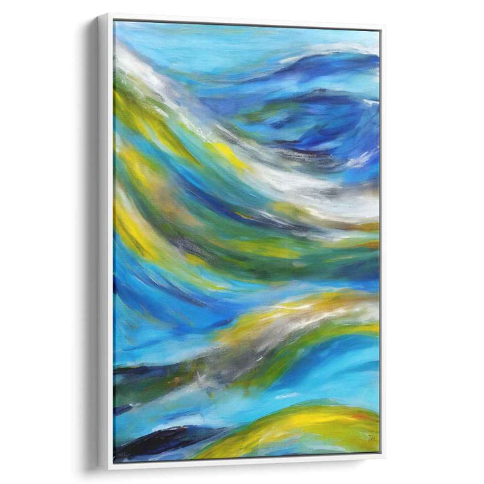 Aqua Mirage: Abstract Expressionist Blue and Green Canvas Art Print