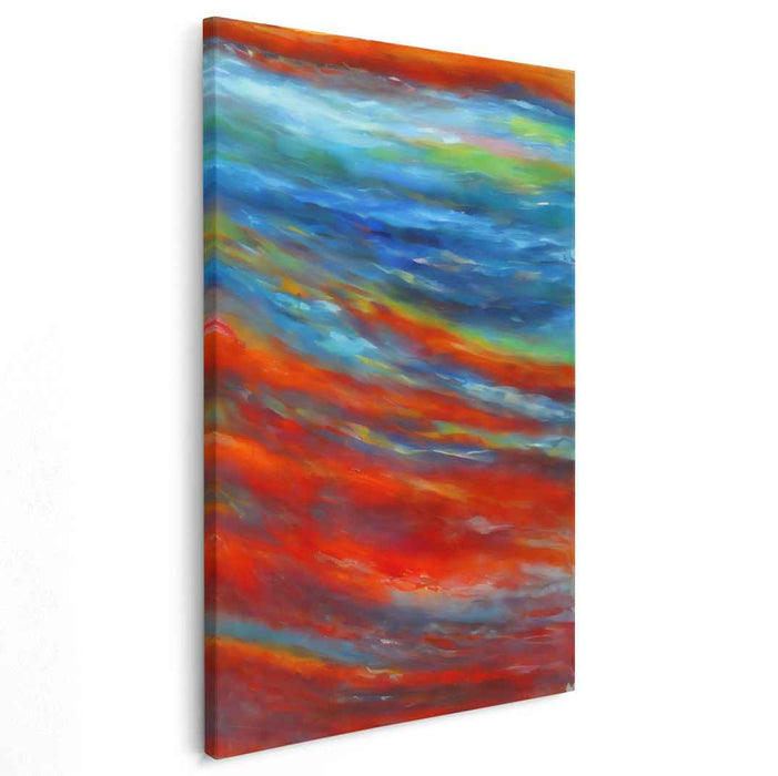 Vermilion Melody: Abstract Expressionist Red and Blue Canvas Art Print