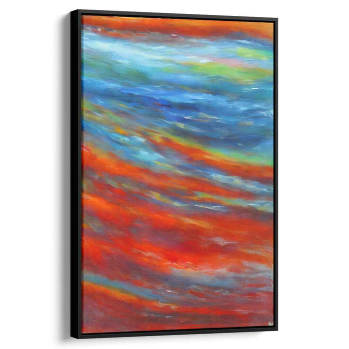 Vermilion Melody: Abstract Expressionist Red and Blue Canvas Art Print
