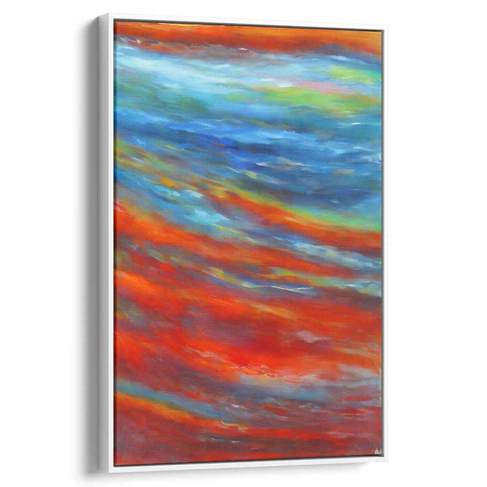 Vermilion Melody: Abstract Expressionist Red and Blue Canvas Art Print