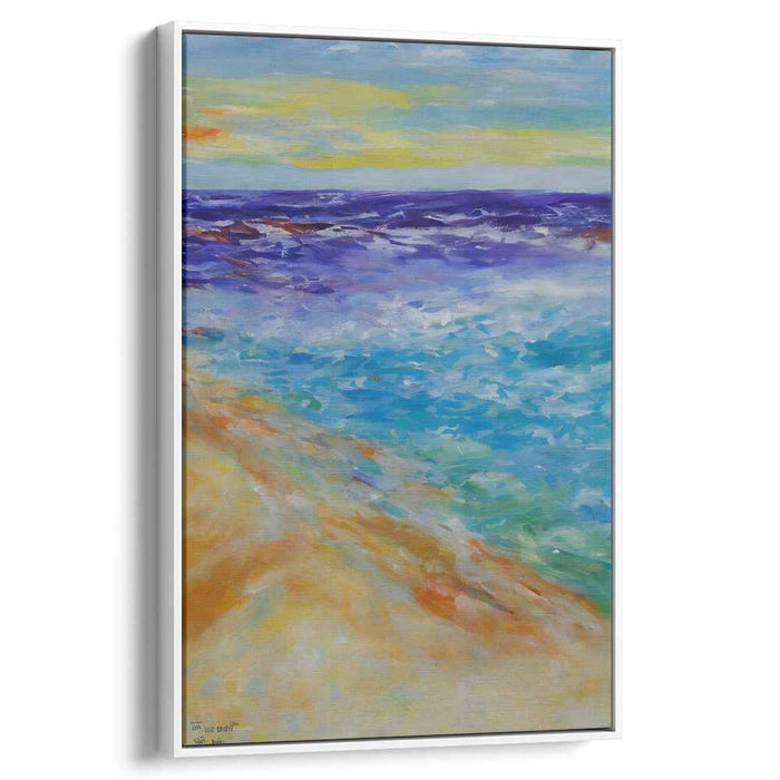 Echoes of Tide's Embrace: Impressionistic Coastal Seascape Canvas Art Print