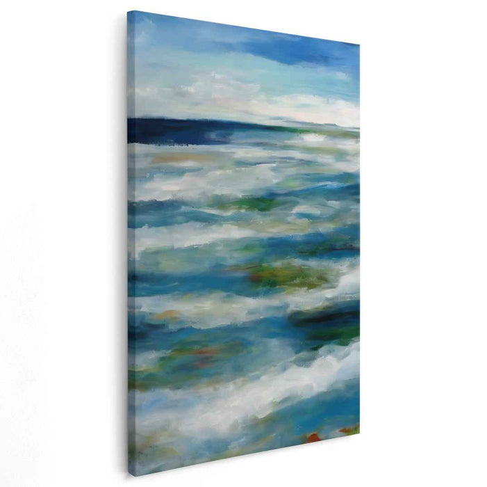 Harbor Tranquility: Serene Seascape Impressionist Canvas Art Print
