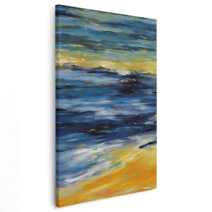Sapphire Horizon Dance: Impressionist Seascape Canvas Art Print