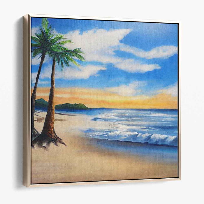 Palm Paradise: Serene Tropical Beach Canvas Art Print