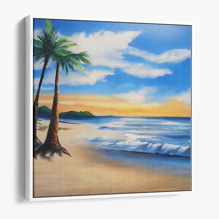 Palm Paradise: Serene Tropical Beach Canvas Art Print