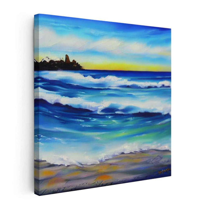 Whispering Tides Reflection: Serene Ocean Canvas Art Print