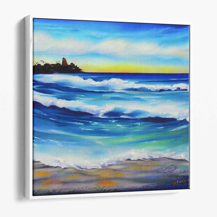 Whispering Tides Reflection: Serene Ocean Canvas Art Print