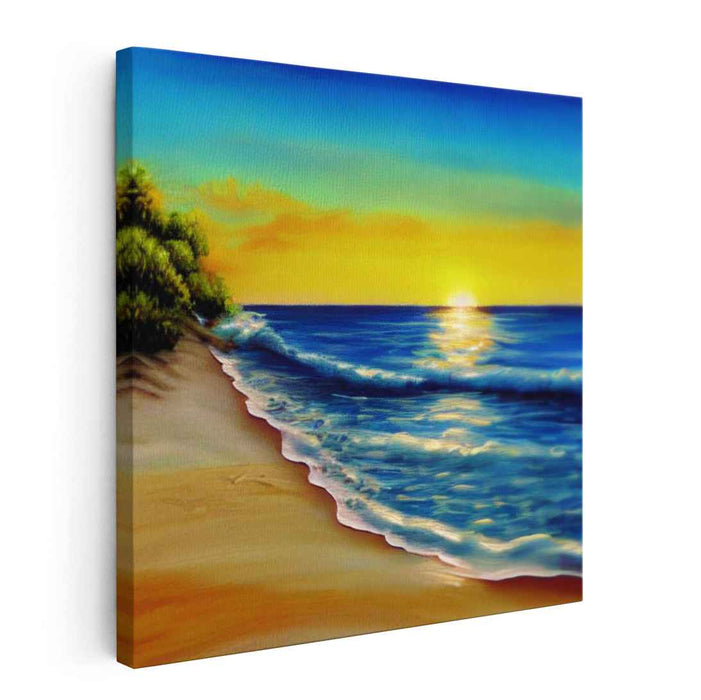 Seashell Treasures: Serene Beachscape Canvas Art Print