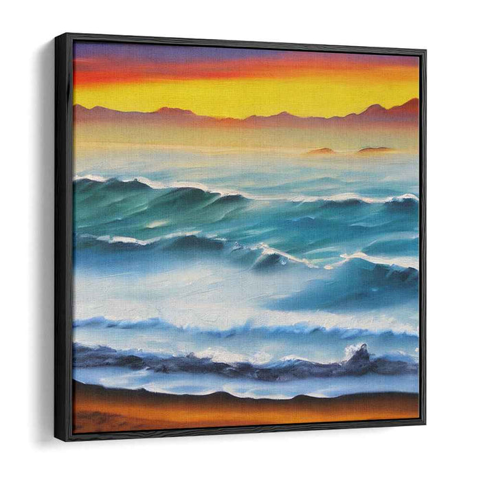 Tranquil Waves at Sunset: Serene Ocean Canvas Art Print