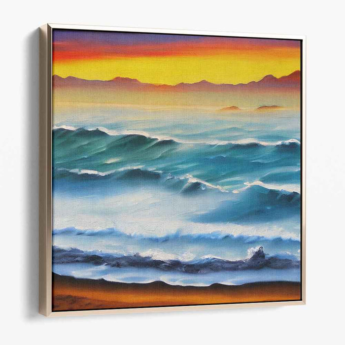 Tranquil Waves at Sunset: Serene Ocean Canvas Art Print