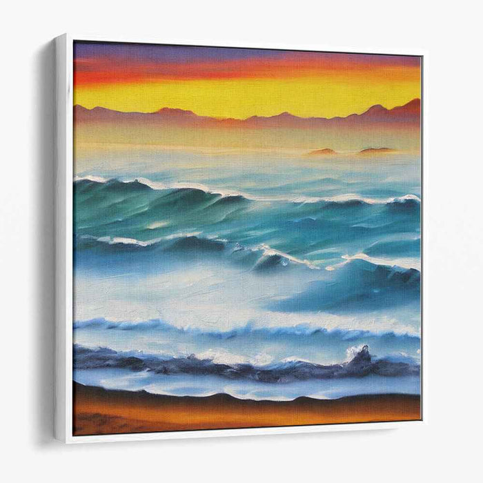 Tranquil Waves at Sunset: Serene Ocean Canvas Art Print