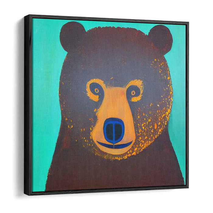 Mystic Aura Bear: Enchanting Teal and Brown Bear Canvas Art