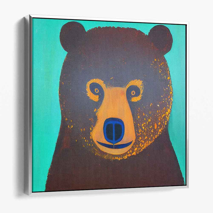 Mystic Aura Bear: Enchanting Teal and Brown Bear Canvas Art