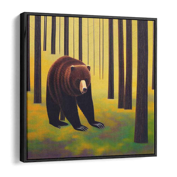 Bear's Domain: Realistic Bear in Serene Forest Canvas Art Print