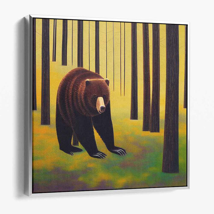 Bear's Domain: Realistic Bear in Serene Forest Canvas Art Print