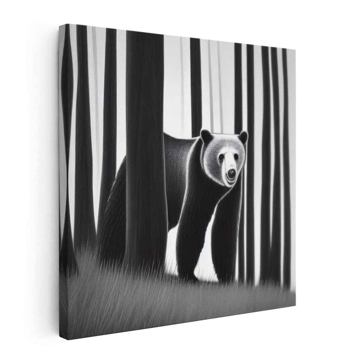 Hidden Wildwood Guardian: The Enigmatic Bear in Forest Canvas Art