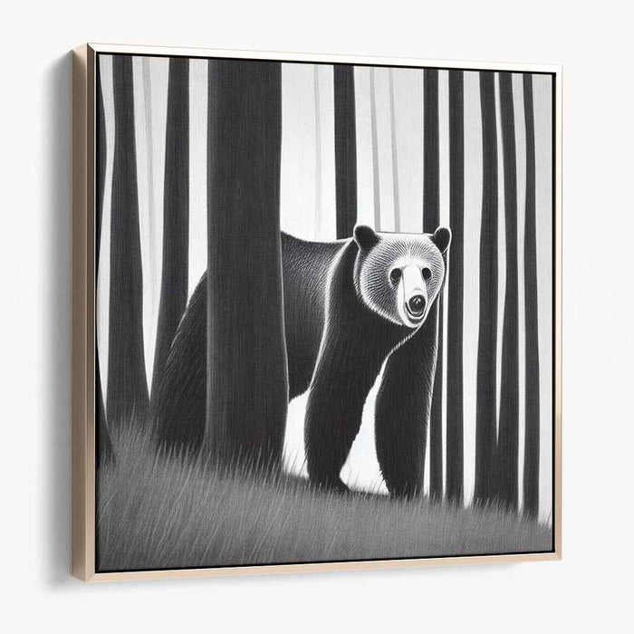 Hidden Wildwood Guardian: The Enigmatic Bear in Forest Canvas Art
