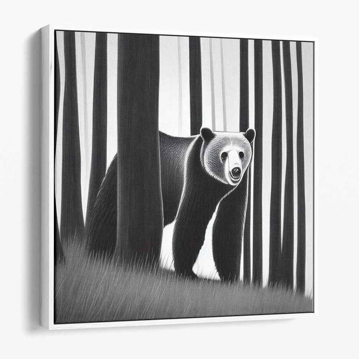 Hidden Wildwood Guardian: The Enigmatic Bear in Forest Canvas Art