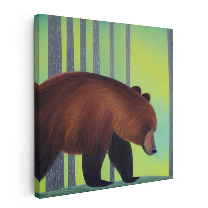 Majestic Wanderer: Serene Brown Bear in Tranquil Forest Canvas Art Print