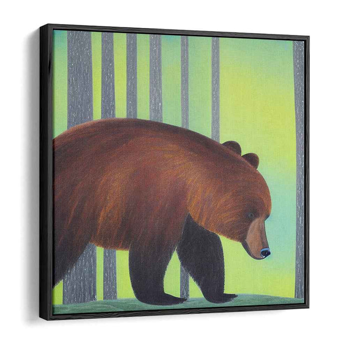 Majestic Wanderer: Serene Brown Bear in Tranquil Forest Canvas Art Print