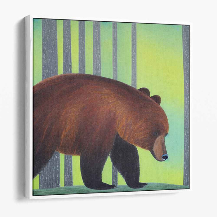 Majestic Wanderer: Serene Brown Bear in Tranquil Forest Canvas Art Print