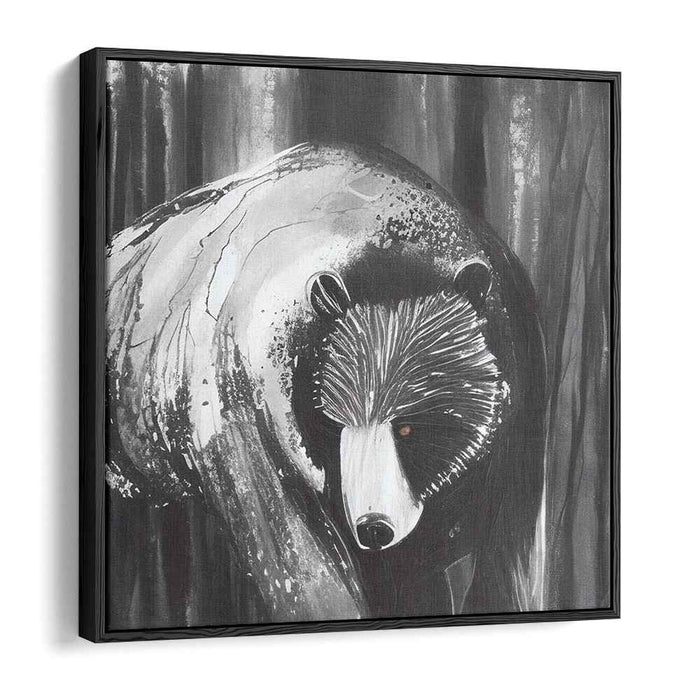 Cryptic Forest Guardian: Enigmatic Badger in Monochrome Forest Canvas Art