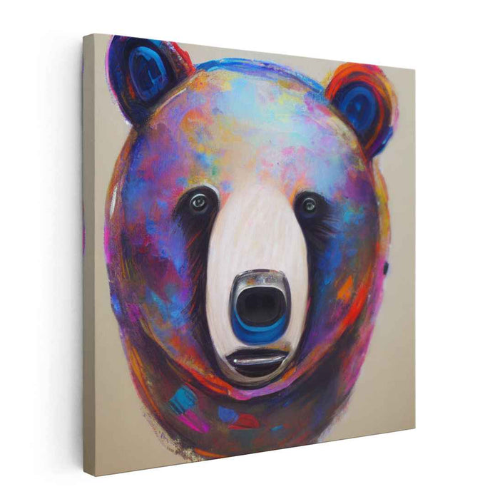 Colorful Contemplation: Expressive Bear Portrait in Vivid Hues