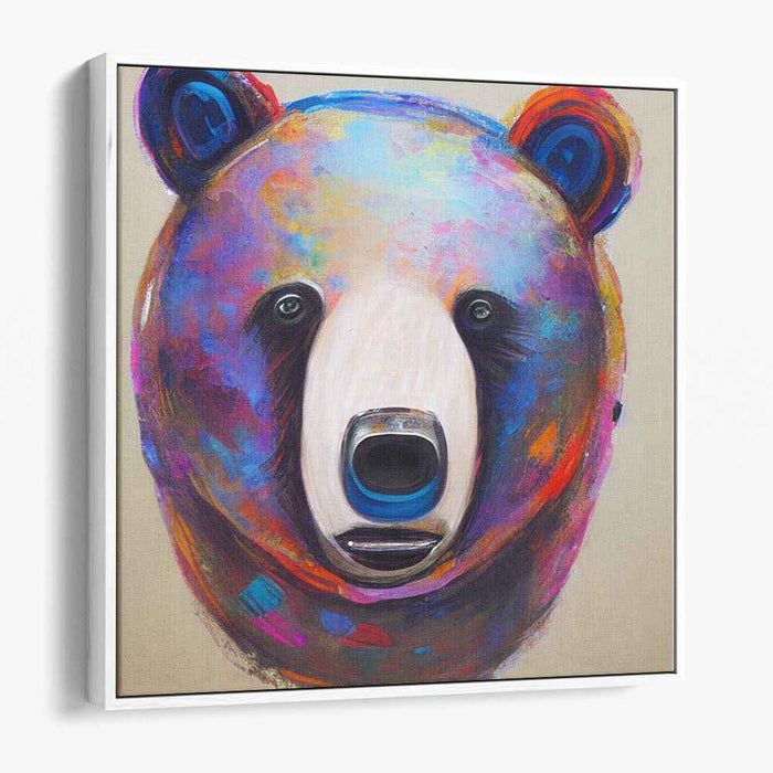 Colorful Contemplation: Expressive Bear Portrait in Vivid Hues
