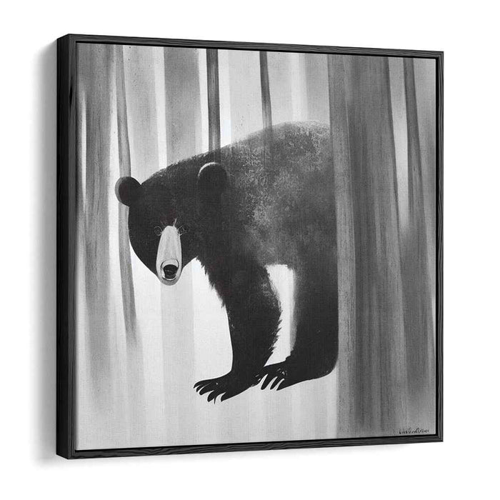 Solitude Forest Guardian: Solitary Bear in Misty Woods Canvas Art