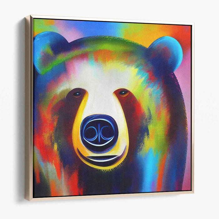 Spectral Bear: A Kaleidoscope of Color - Vibrant Wildlife Canvas Art